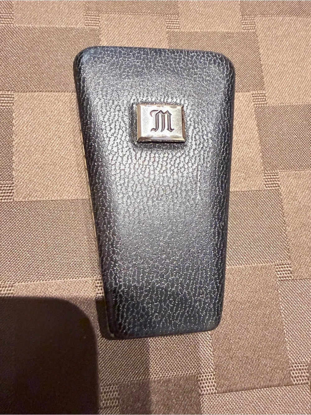 Vintage Hard Case Key Organizer Money Clip Wallet Gothic Initial M Logo
